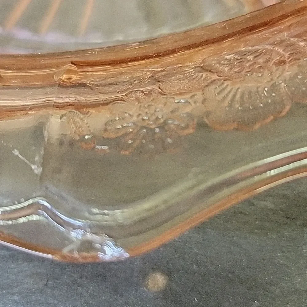 Mayfair Open‎ Rose Pink Depression Glass Divided Bowl 2-Handled 10”